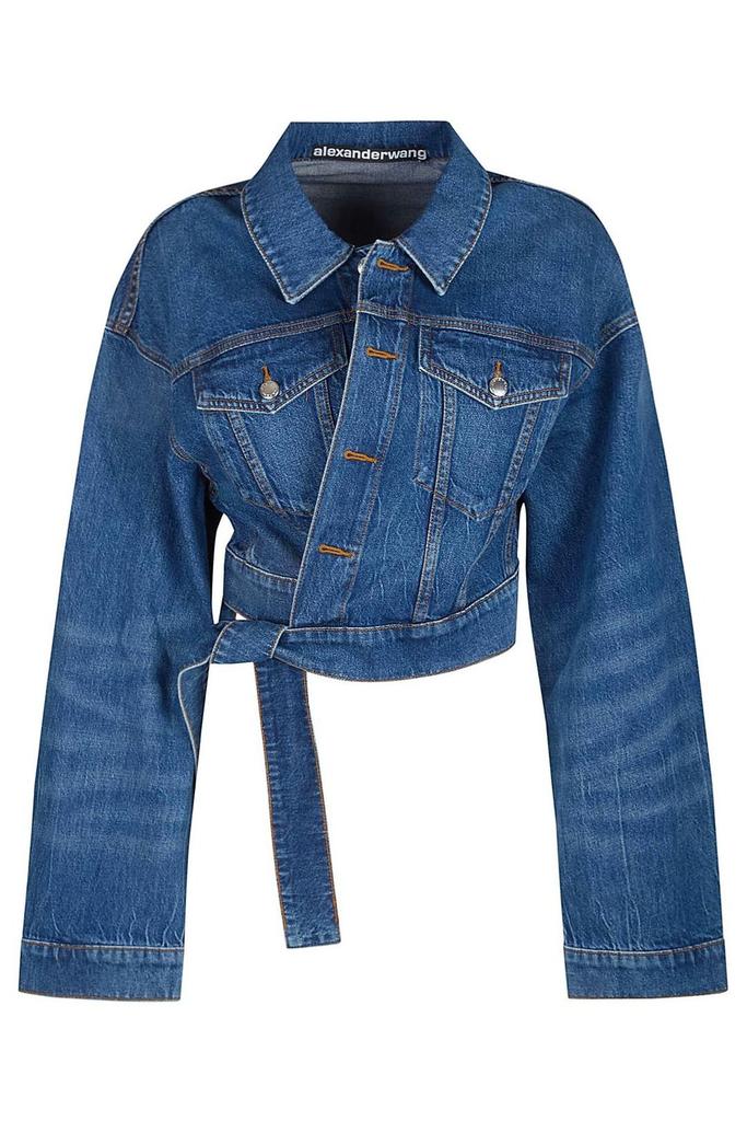 【関税&送料込】Alexanderwang.T Falling Back Jacket FALLING BACK LOGO JACKET IN PEBBLE BLEACH DENIM in PEBBLE