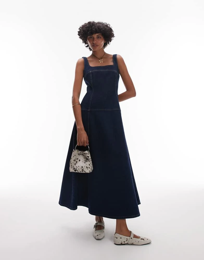 Shop Topshop dropped waist structured denim midi dress in rinse on Sale at  BeyondStyle  Get 16% Off Topshop dropped waist structured denim midi dress  in rinse with Limited-Time Flash Deals, Exclusive
