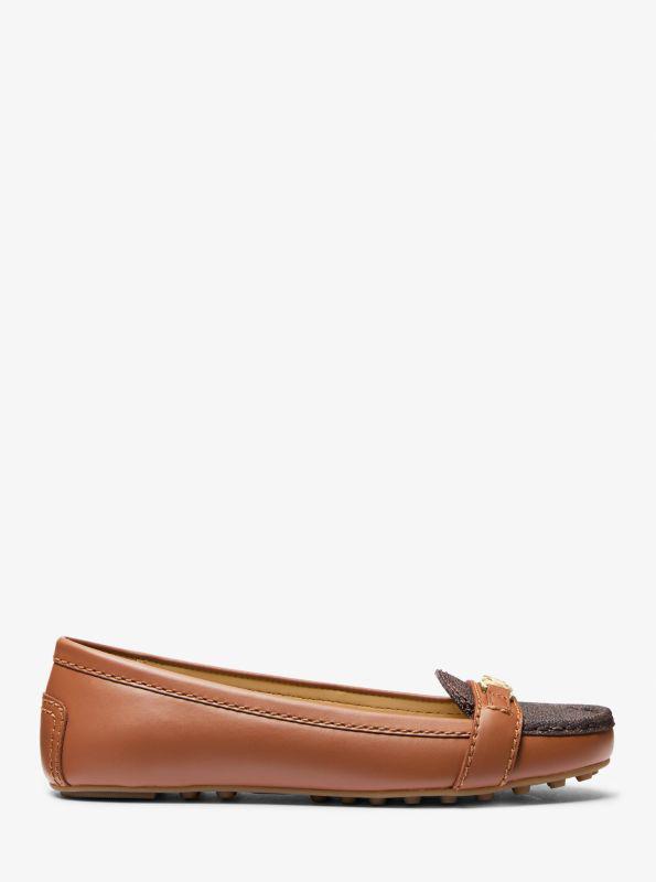 Michael Kors Mandy Leather and Signature Logo Moccasin