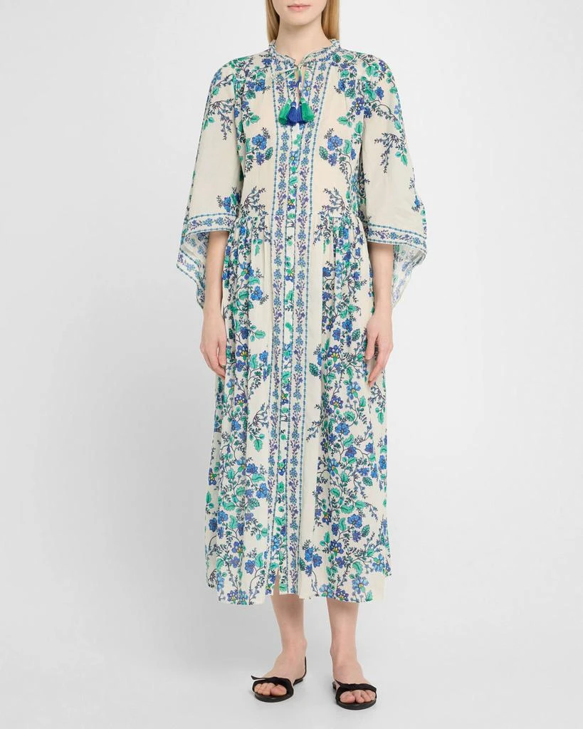 Shoshanna Tie-Sleeve Button-Front Midi Dress 2