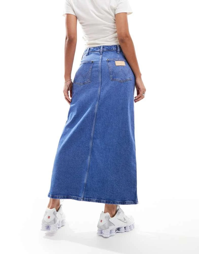 Wrangler Wrangler denim maxi skirt in light blue 3