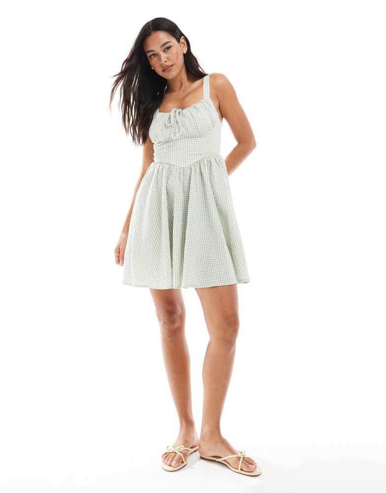 New Look New Look gingham mini dress in green