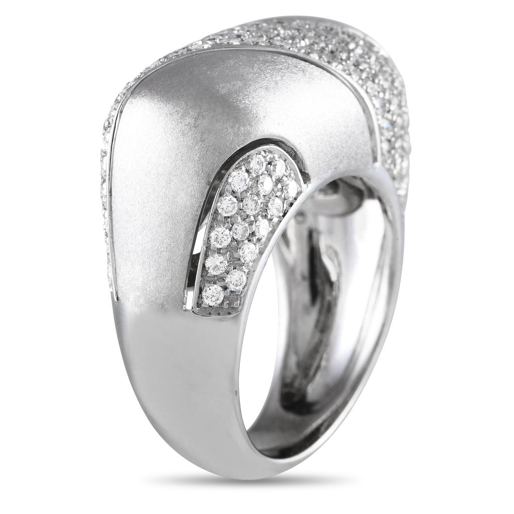 Damiani 18K White Gold 1.25ct Diamond Square Dome Ring DA09-080224