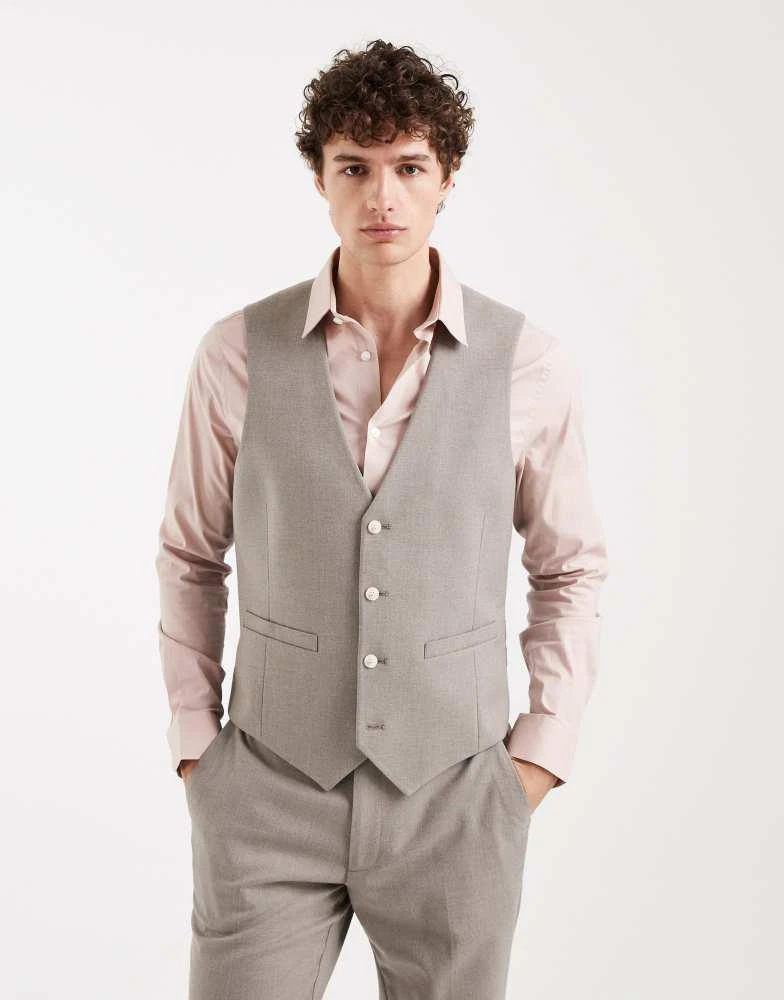 ASOS ASOS DESIGN slim suit waistcoat in grey flannel