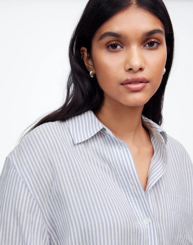 Madewell Drapey Long-Sleeve Popover Shirt in Stripe