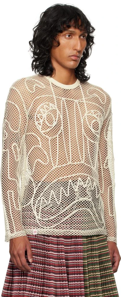 Charles Jeffrey Loverboy SSENSE Exclusive Off-White Graphic Net Long Sleeve T-shirt 4