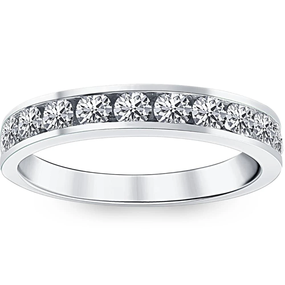 Pompeii3 1ct Diamond Wedding Ring 14K White Gold Size Selectable