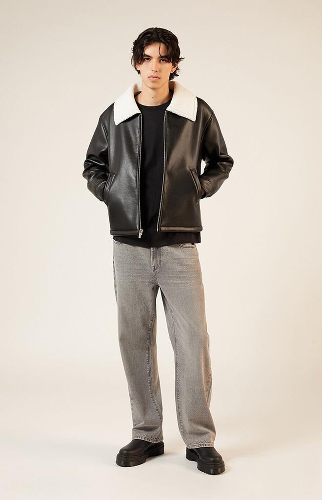 Shop Sherpa Collar Faux Leather Jacket on Sale at BeyondStyle