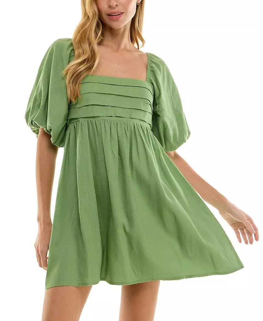 City Studios Juniors' Balloon-Sleeve Babydoll Dress 1