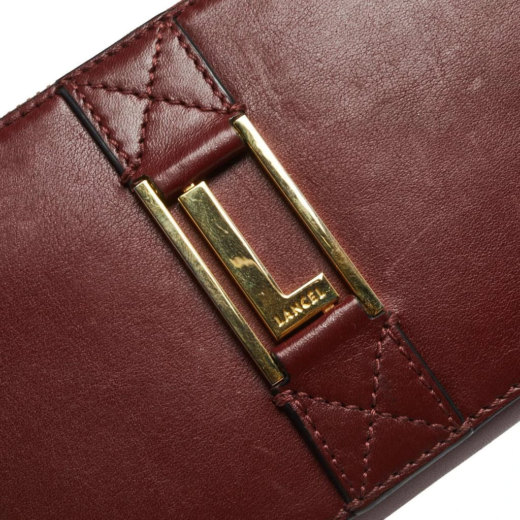 LANCEL Lancel Burgundy Leather Logo Zip Around Wallet 5