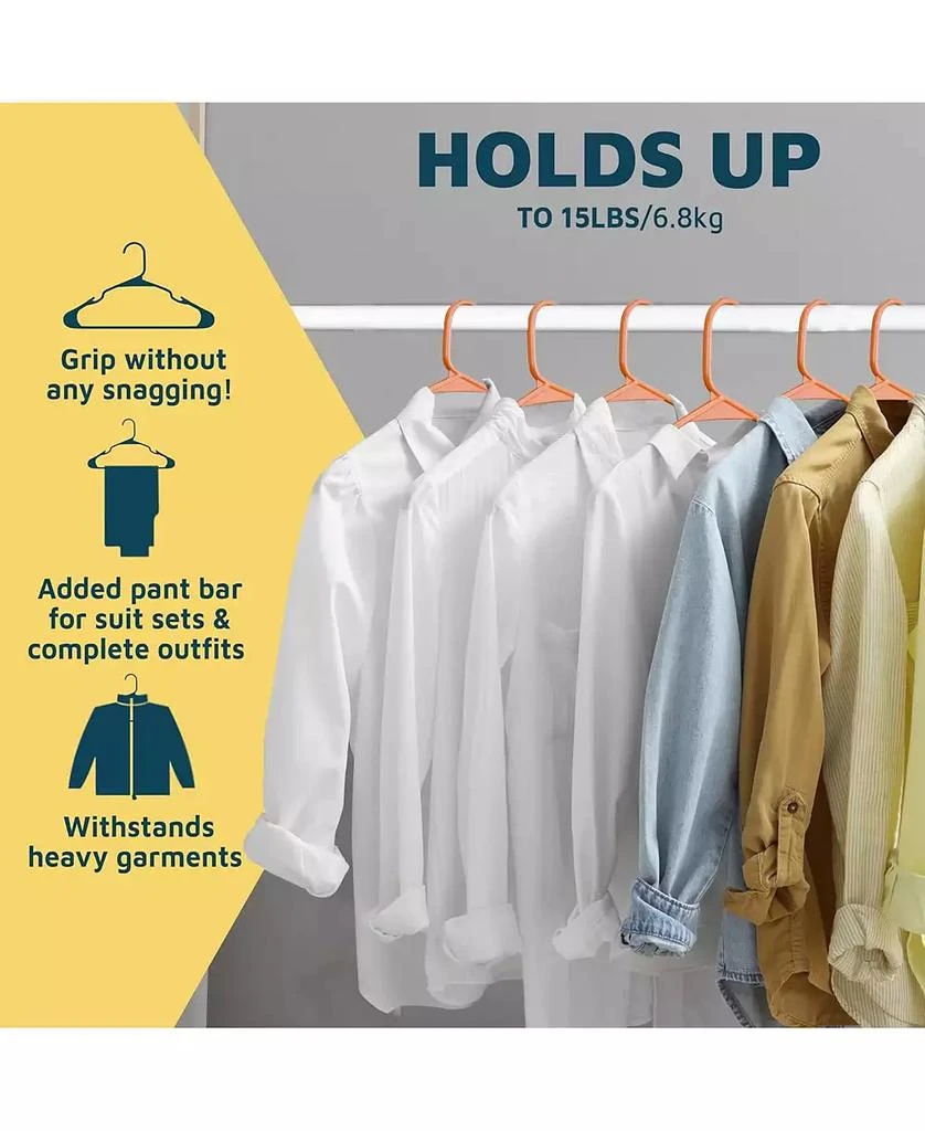 Lifemaster heavy-duty plastic hangers for clothes, dresses 
coats non-slip grooves, space-saving design, holds 5 lbs 120-pack, orange. 10