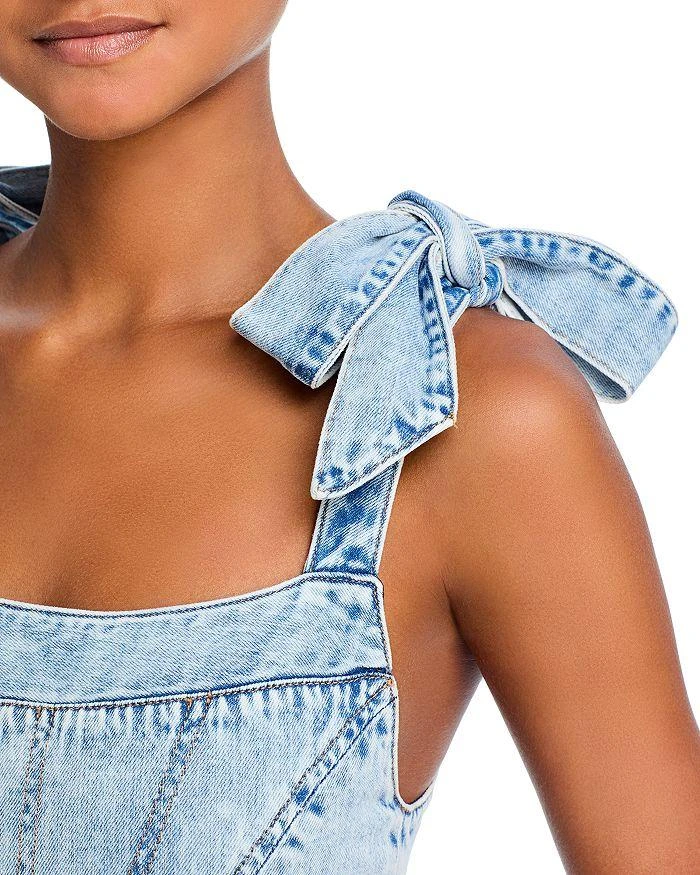 alice and olivia amina denim dress AMINA CORSET DENIM DRESS in FAE ULTRA LIGHT BLUE