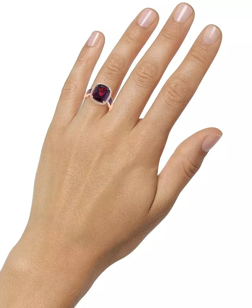 Effy EFFY® Garnet (7 ct. t.w.) & Diamond (1/6 ct. t.w.) Halo Ring in 14k Rose Gold 4