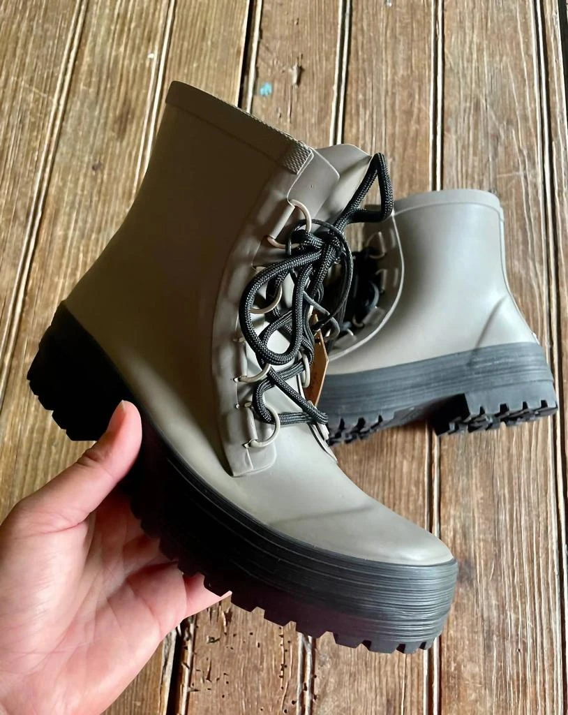 Chooka Ava Lace-Up Ankle Rain Boot In Dark Taupe 4