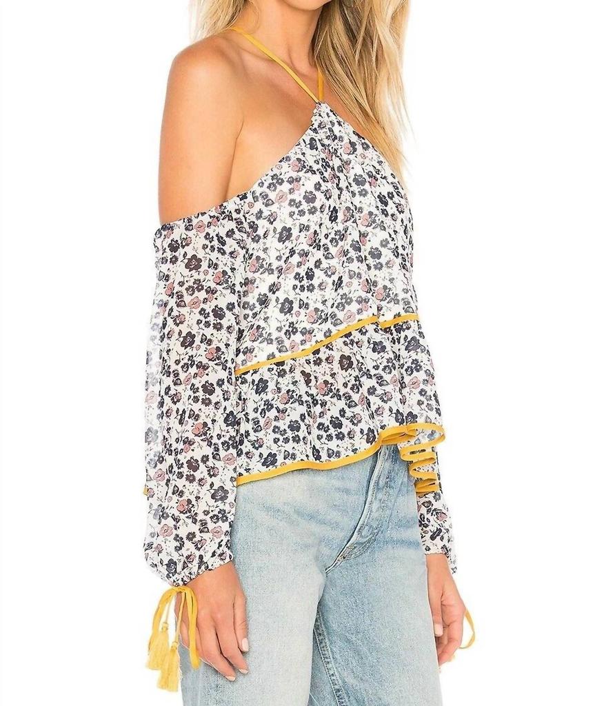 Tularosa Tularosa - Floral Contrast Ruffle Off The Shoulder Blouse