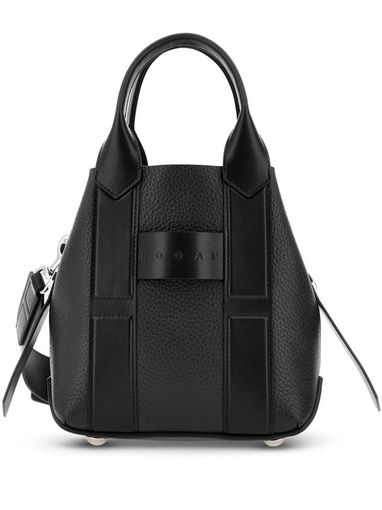 トートバッグ HOGAN SMALL HOGAN SCRIPT SHOPPING BAG hogan Hogan Hogan Script Small Leather Tote Bag - Tote Bags