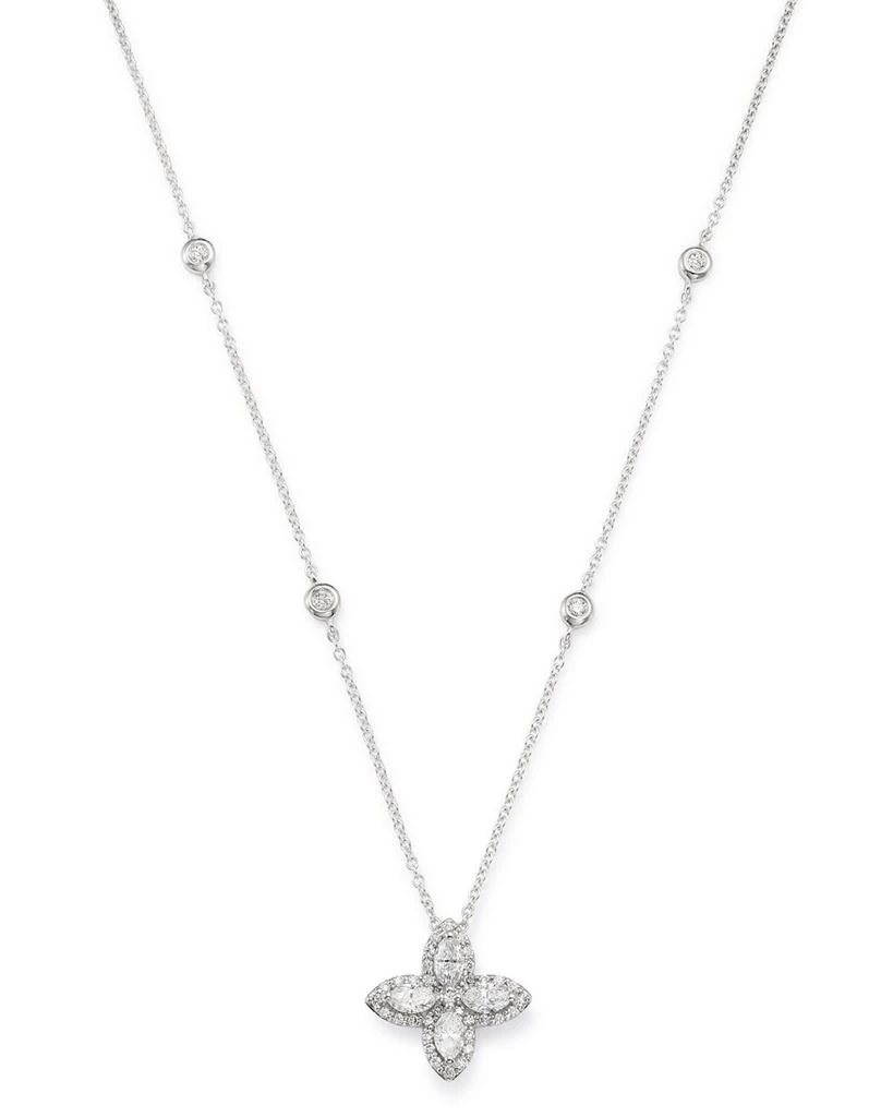 Bloomingdale's Diamond Marquis Flower Pendant Necklace in 14K White Gold, 0.50 ct. t.w. - Exclusive 1