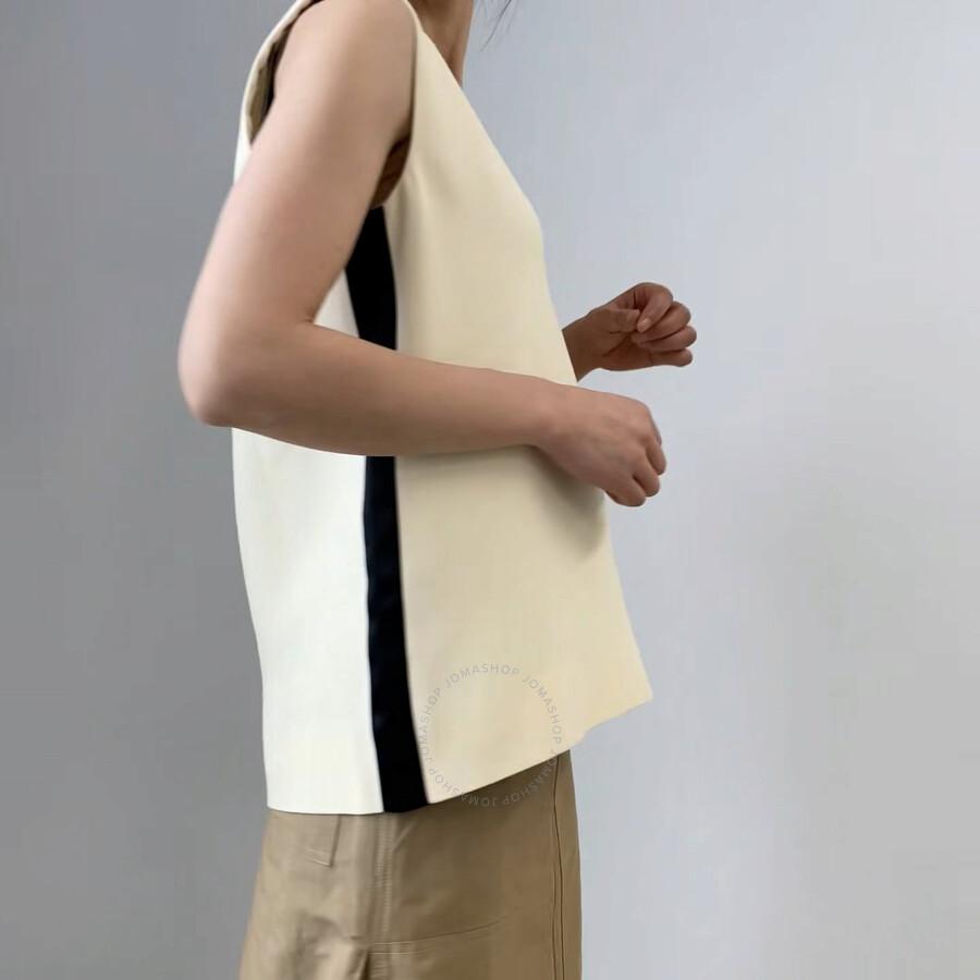 Burberry Ladies Satin Stripe Wool Silk Sleeveless Top