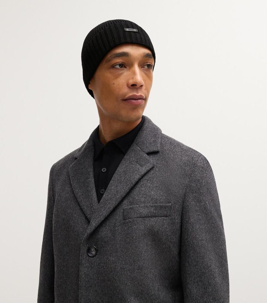 Hugo Boss Virgin Wool Logo-Badge Beanie
