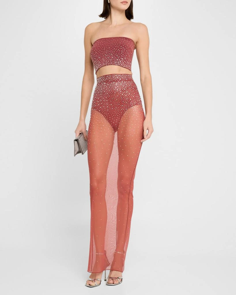 Alex Perry Strapless Crop Top in Crystal Mesh 2