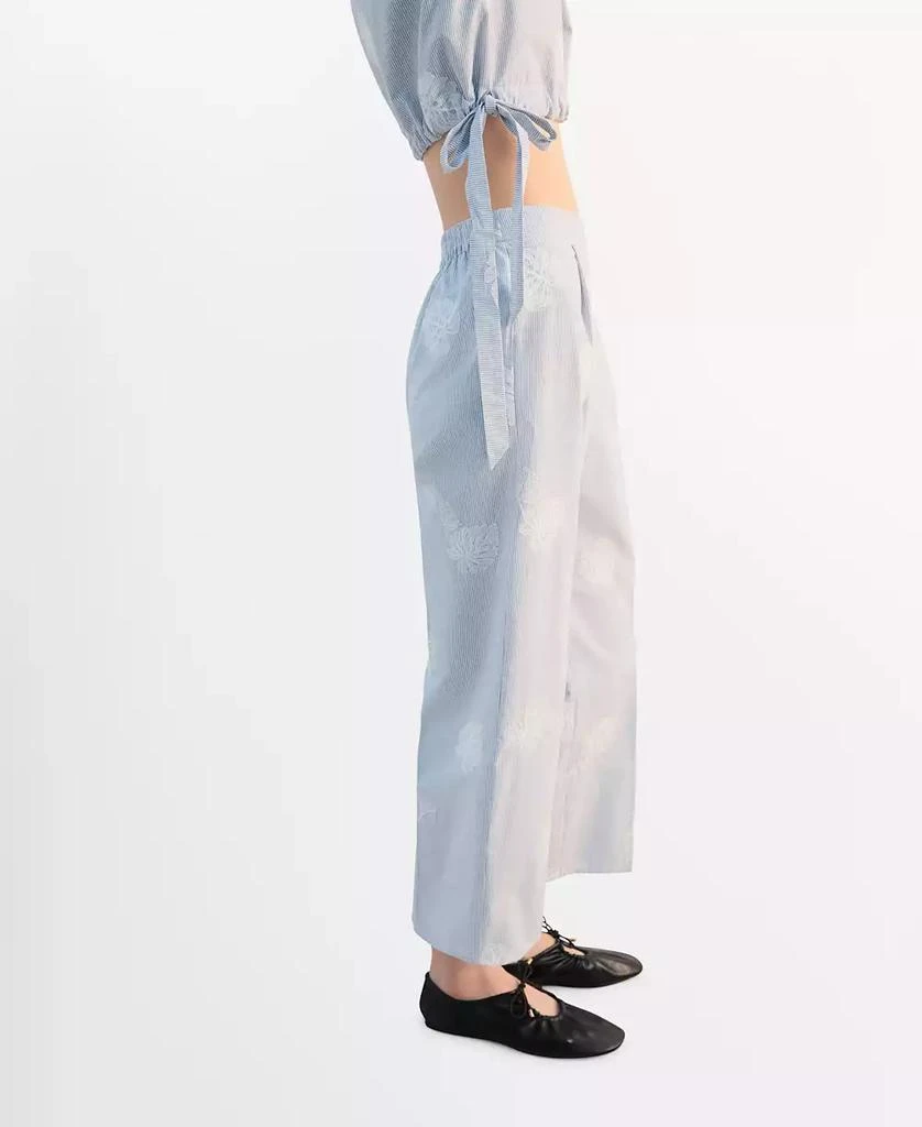 Mango Women
s Embroidered Striped Pants 4