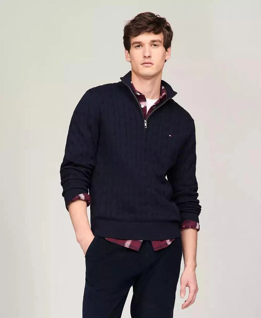 Tommy Hilfiger Men's Long-Sleeve Cable Knit Quarter-Zip Sweater 1