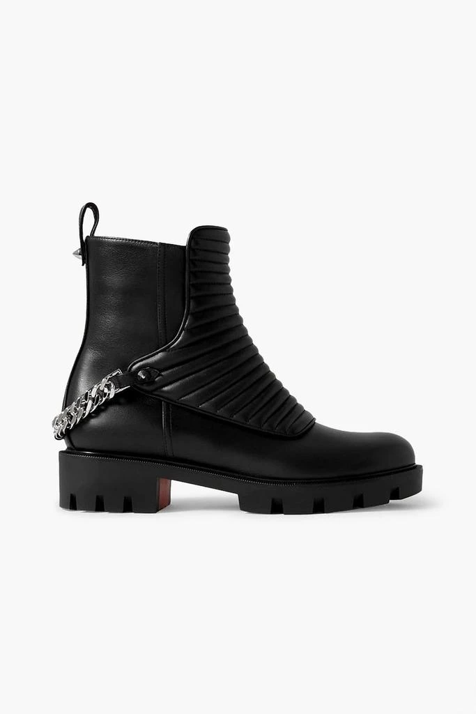 Christian Louboutin Maddic Max chain-embellished quilted leather ankle boots 1