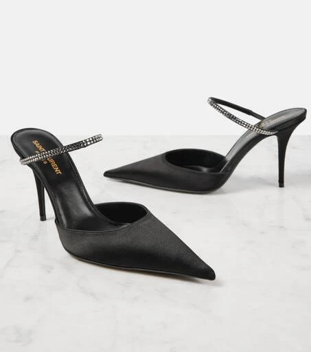 Yves Saint Laurent Barbara 90 embellished satin mules 5