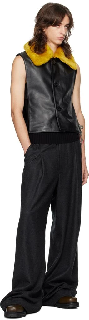 Dries Van Noten Navy & Black Paneled Leather Vest 4