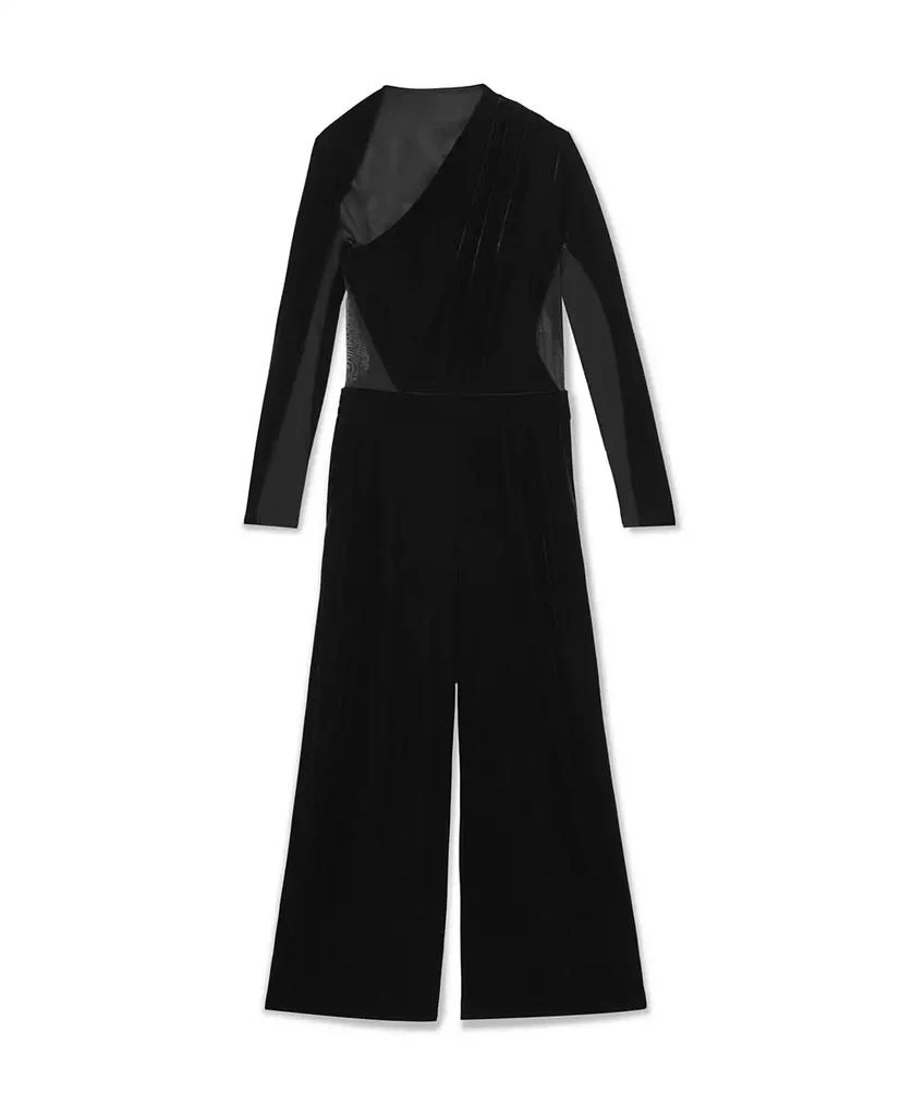 REISS Women's Velvet Sheer-Panel Wide-Leg Jumpsuit 2