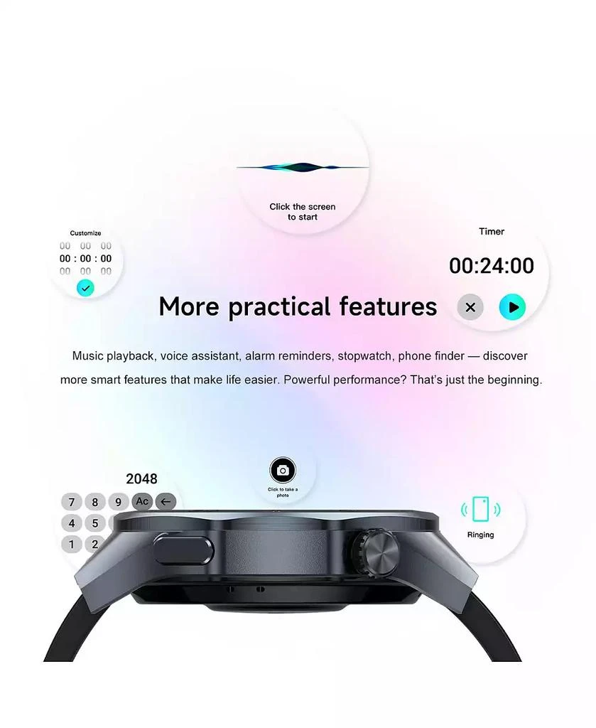 RUXING Smart Multi-GNSS Outdoor Sports Watch with Bluetooth Calling Altimeter Barometer 3ATM Waterproof -Silver 3