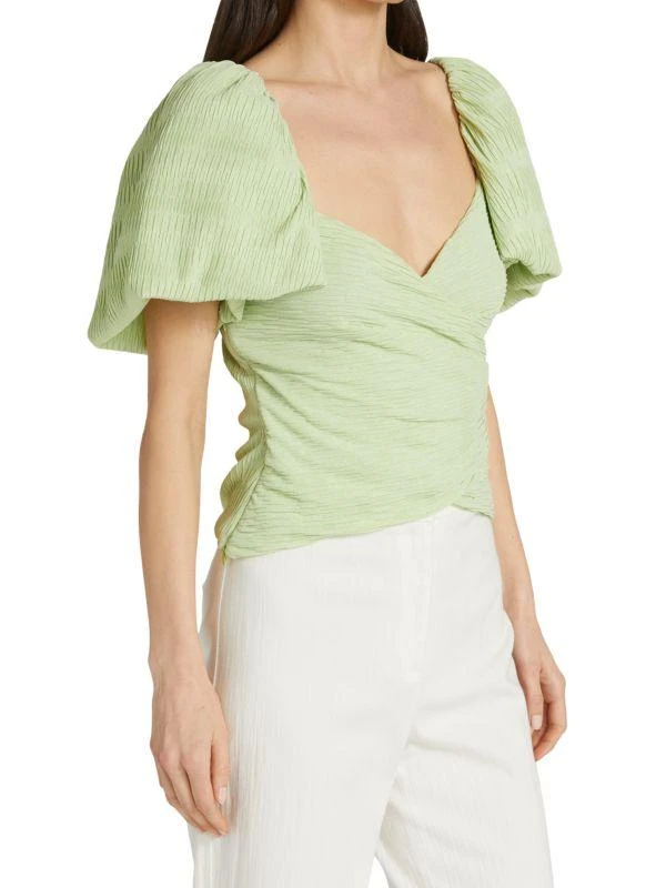Jonathan Simkhai Plisse Knit Puff-Sleeve Top 3