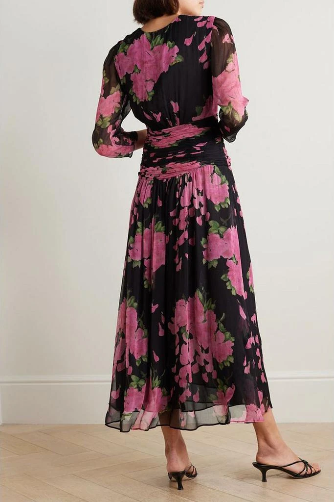 Rixo Racquel ruched floral-print devoré-velvet midi dress 3
