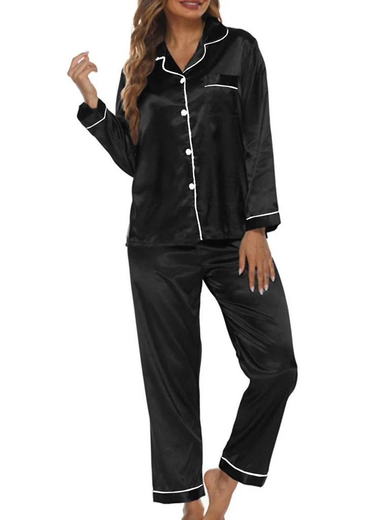 Wholesalesir Button Up Pajamas For Long Sleeve Soft Set In Black