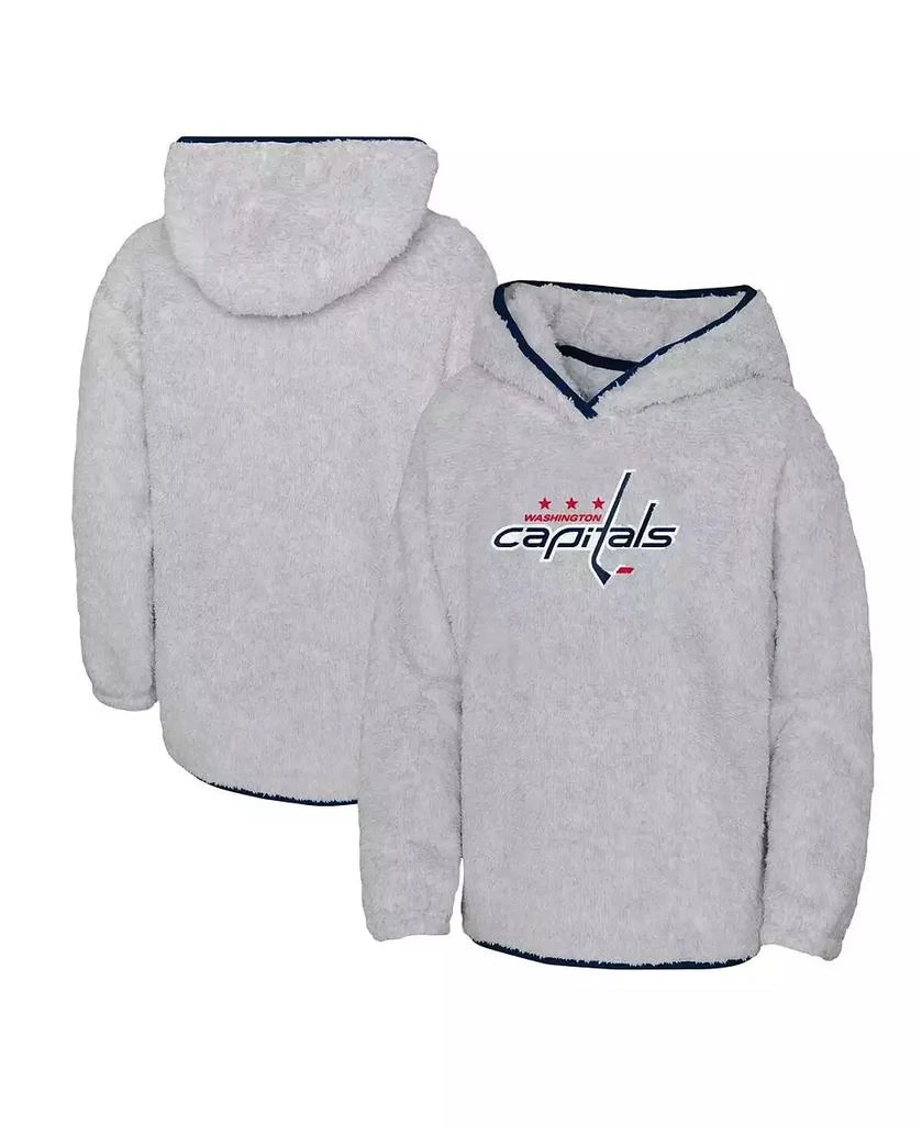 Outerstuff Big Girls Heather Gray Washington Capitals Ultimate Teddy Fleece Pullover Hoodie 1