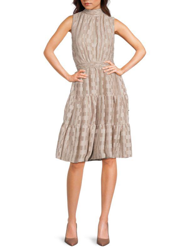 Calvin Klein ​Textured Mock Turtleneck Sleeveless Midi-Dress