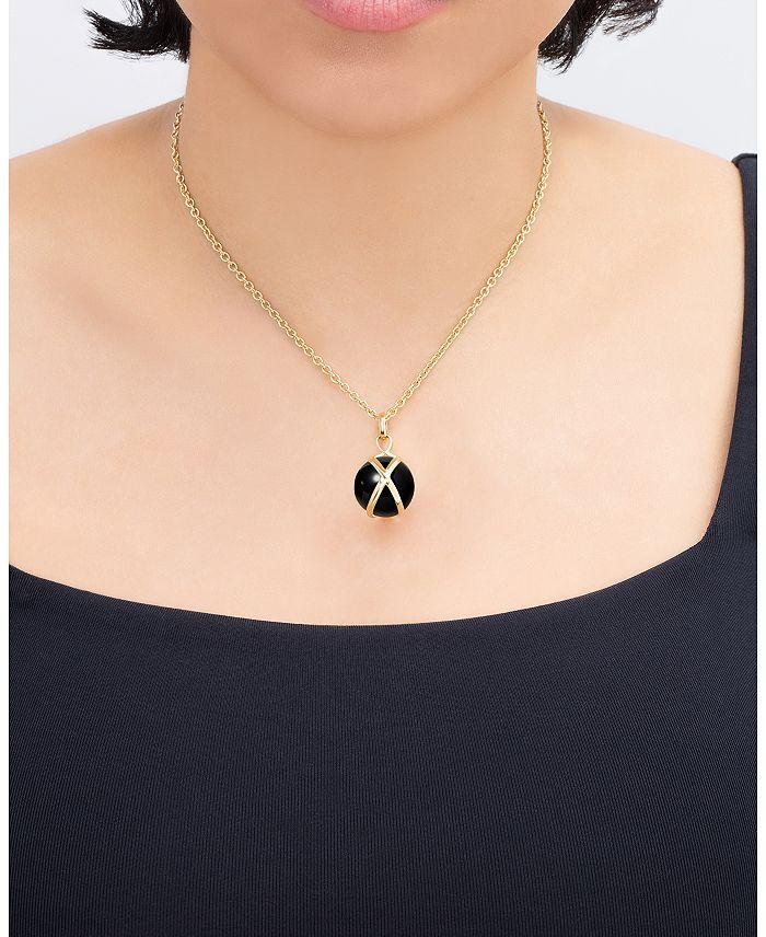 L. Klein 18K Yellow Gold Prisma Black Agate Large Pendant Necklace, 16-18"