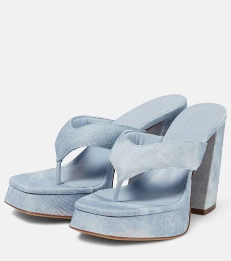 GIA BORGHINI Gia 17 Uni denim platform thong sandals 5