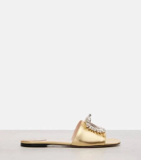 Valentino Adamantine embellished leather slides 4