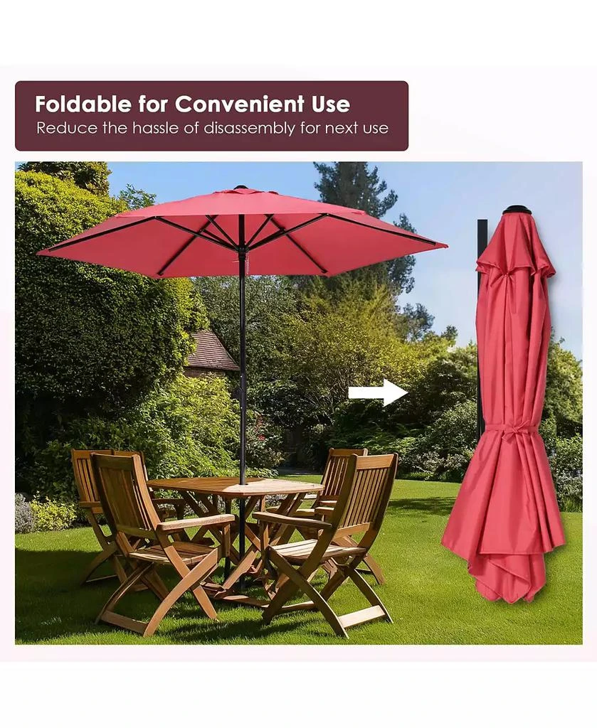 Yescom 7.5 Ft Outdoor Patio Umbrella 6 Ribs with Scale Tilt Button Strap UV30+ Sunshade Garden Parasol for Yard Deck Market Pool Red 7