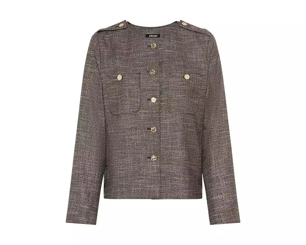 Olsen Women
s Collarless Sparkle Jacket with Gold Buttons 3