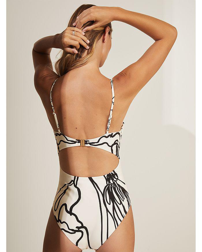 REISS Imogen Floral Print Square Neck One Piece Swimsuit
