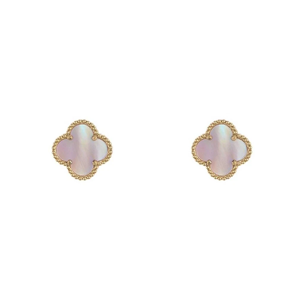 Adornia Adornia Quatrefoil Pink Mother of Pearl Clover Stud Earrings gold 1