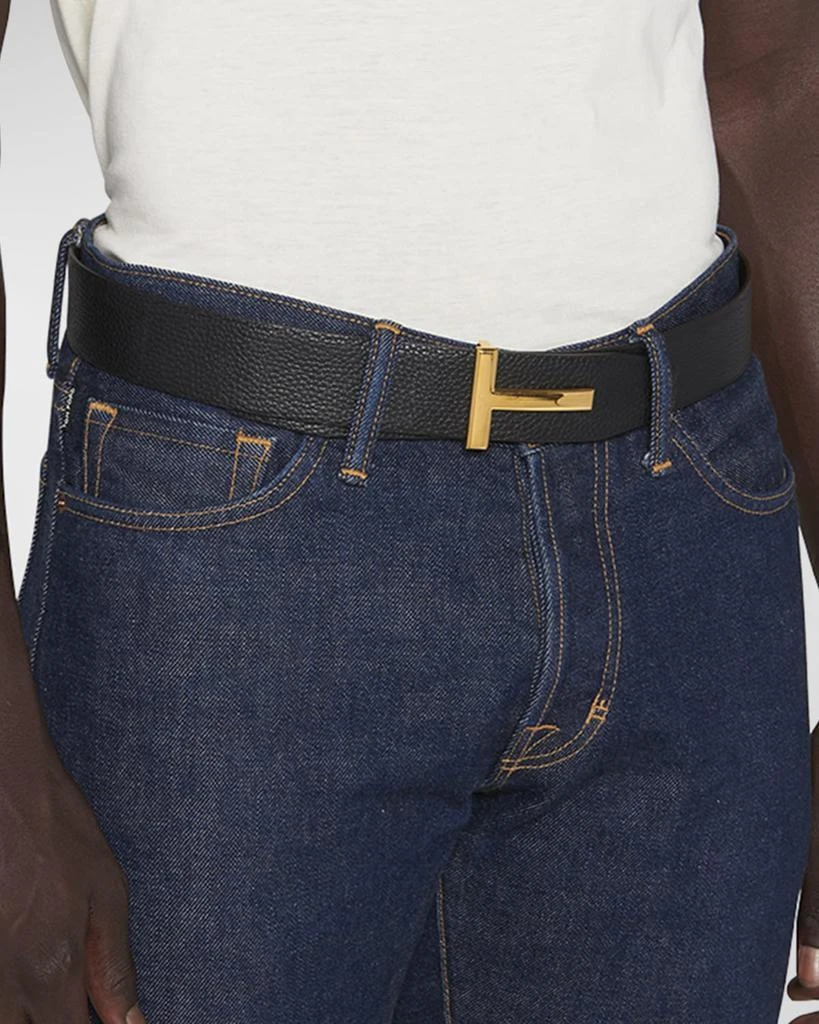 Tom Ford Men's Signature T Reversible Leather Belt 5
