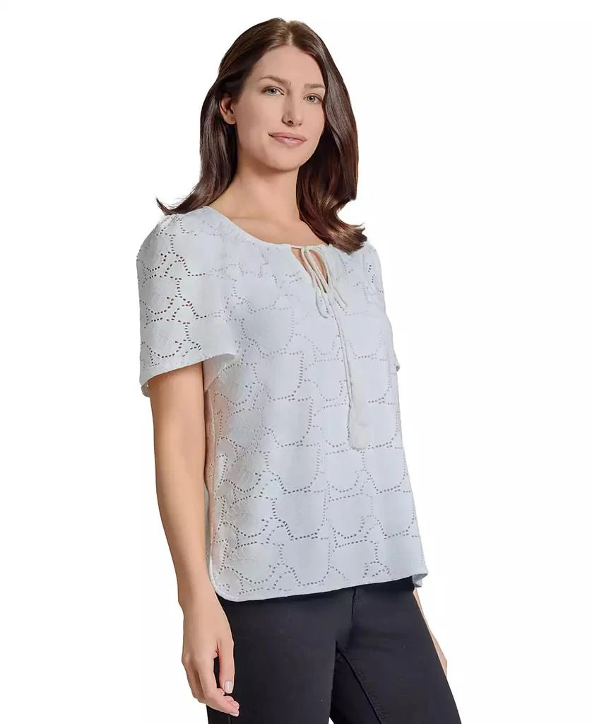 JONES NEW YORK Petite Short-Sleeve Knit Eyelet Top 2