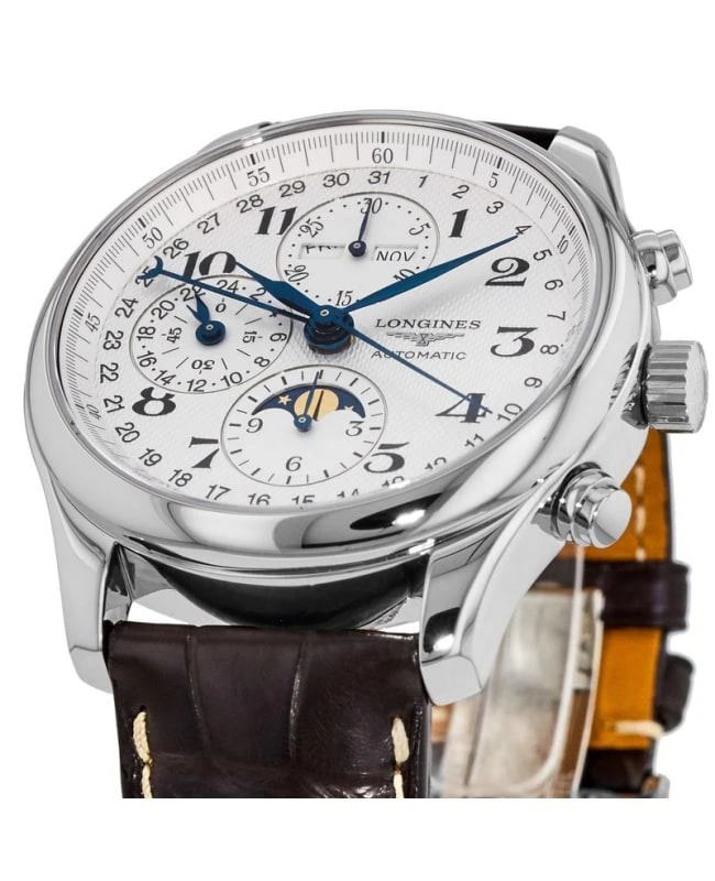 Longines Longines Master Collection Moonphase 42mm Silver Chronograph Dial Leather Strap Men's Watch L2.773.4.78.3 2
