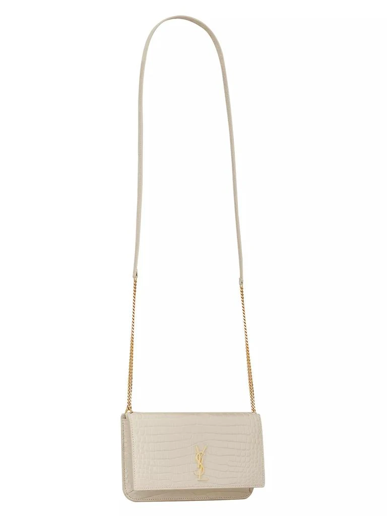 Yves Saint Laurent Cassandre Phone Holder with Strap in Shiny Crocodile-Embossed Leather 6