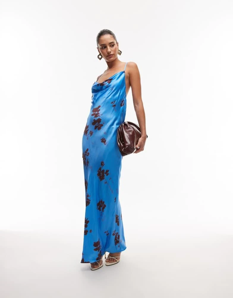 chinese dress ladies Truth Be Told Blue Floral Tiered Maxi Dress Blue-Cream / XL by Sugarlips main image 0