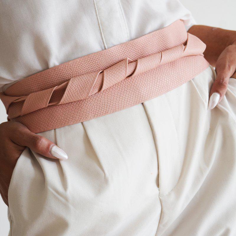 ADA Collection Classic Wrap Belt Pink Python