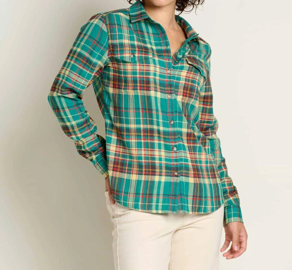 Toad & Co Re-Form Flannel Long Sleeve Shirt In Cyan 1